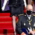 Le prince Albert II de Monaco, la princesse Charlène - Sorties - La famille princière assiste à la messe d'action de grace avec Te Deum à la cathédrale de Monaco à l'occasion de la Fête Nationale 2020 de la principauté de Monaco le 19 novembre 2020. © Bruno Bebert / Bestimage   