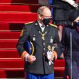 Le prince Albert II de Monaco, la princesse Charlène - Sorties - La famille princière assiste à la messe d'action de grace avec Te Deum à la cathédrale de Monaco à l'occasion de la Fête Nationale 2020 de la principauté de Monaco le 19 novembre 2020. © Bruno Bebert / Bestimage   