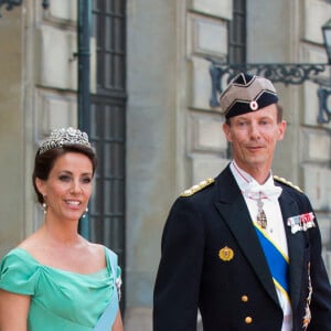 Le prince Joachim et la princesse Marie de Danemark - Arrivées au mariage du prince Carl Philip de Suède et Sofia Hellqvist à la chapelle du palais royal à Stockholm. Le 13 juin 2015