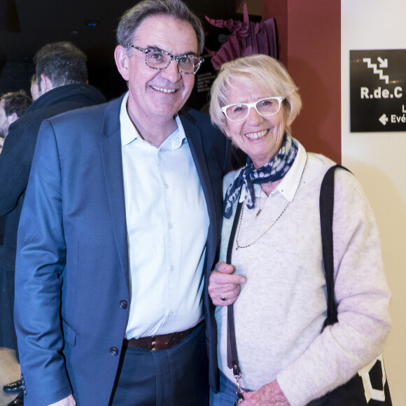 David Kimelfeld (président de la métropole de Lyon) et la critique culinaire Mercotte (Jacqueline Mercorelli) - Inauguration du Food Traboules et du MiHotel à Lyon le 14 janvier 2020. Fermé pour restauration depuis avril 2018, l'immeuble La Tour Rose rouvre ses portes. Propriété de la SACVL, ce site en terrasses situé au coeur du quartier Renaissance a bénéficié d'une véritable cure de jouvence. Il accueillera désormais dans un cadre renouvelé mais toujours plein de cachet et de charme, les suites connectées Mi Hôtel by La Tour Rose et accueillera également le Food Traboule à la Tour Rose emmené par le couple Tabatha et L.Mey. © Sandrine Thesillat/Panoramic/Bestimage