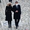 Emmanuel Macron ( président de la Republique ) et Brigitte Macron ( Première Dame ) lors de l'hommage national rendu à Daniel Cordier aux Invalides à Paris le 26 novembre 2020. © Federico Pestallini / Panoramic / Bestimage 