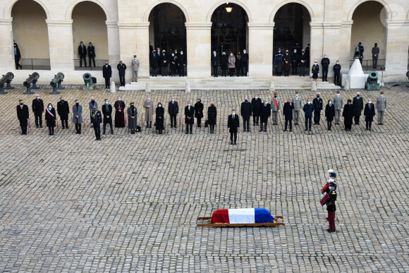 Emmanuel Macron ( président de la Republique ) lors de l'hommage national rendu à Daniel Cordier aux Invalides à Paris le 26 novembre 2020. © Federico Pestallini / Panoramic / Bestimage 