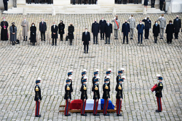 Emmanuel Macron ( président de la Republique ) lors de l'hommage national rendu à Daniel Cordier aux Invalides à Paris le 26 novembre 2020. © Federico Pestallini / Panoramic / Bestimage 