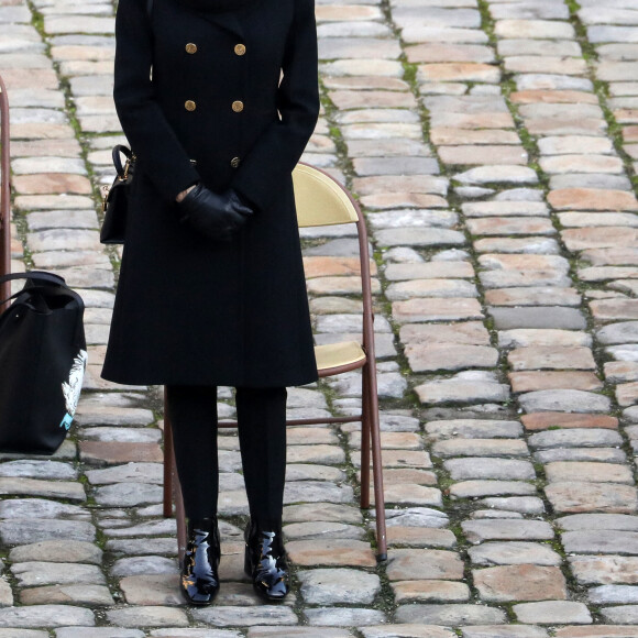 Le président de la république, Emmanuel Macron accompagné de la première dame Brigitte Macron lors de l'hommage national rendu à Daniel Cordier aux Invalides, à Paris le 26 novembre 2020, Paris. © Stéphane Lemouton / Bestimage