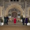 Le prince Edward de Wessex, la comtesse Sophie de Wessex , Catherine Kate Middleton, duchesse de Cambridge, le prince William, duc de Cambridge, la reine Elisabeth II d'Angleterre, le prince Charles, prince de Galles, Camilla Parker Bowles, duchesse de Cornouailles - La famille royale se réunit devant le chateau de Windsor pour remercier les membres de l'Armée du Salut et tous les bénévoles qui apportent leur soutien pendant l'épidémie de coronavirus (COVID-19) et à Noël le 8 décembre 2020.