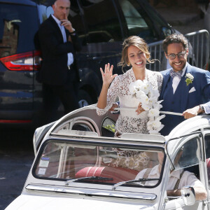 Mariage de Thomas Hollande et de la journaliste Emilie Broussouloux l'église de Meyssac en Corrèze, près de Brive, ville d'Emiie. Le 8 Septembre 2018. © Patrick Bernard-Guillaume Collet / Bestimage