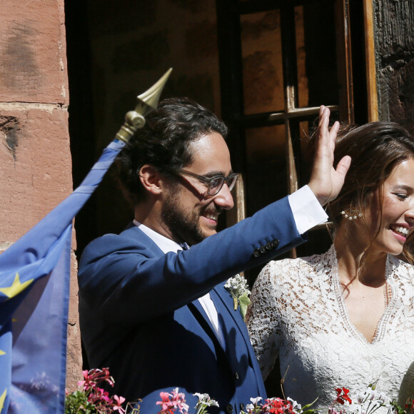 Mariage de Thomas Hollande et de la journaliste Emilie Broussouloux l'église de Meyssac en Corrèze, près de Brive, ville d'Emiie. Le 8 Septembre 2018. © Patrick Bernard-Guillaume Collet / Bestimage