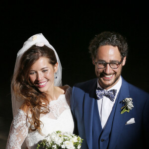 Mariage de Thomas Hollande et de la journaliste Emilie Broussouloux l'église de Meyssac en Corrèze, près de Brive, ville d'Emiie. Le 8 Septembre 2018. © Patrick Bernard-Guillaume Collet / Bestimage