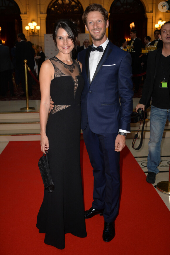 Romain Grosjean et sa femme Marion Jollès Grosjean - Gala de charité organisé par Romain Grosjean au profit de l'association "Enfance et Cancer" à l'hôtel InterContinental à Paris, le 9 septembre 2015.