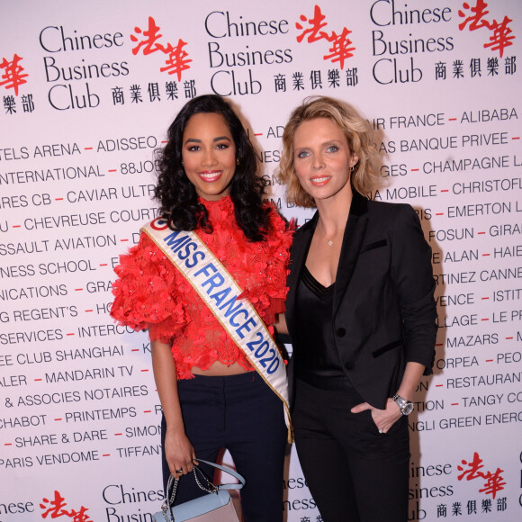 Clémence Botino (Miss France 2020) et Sylvie Tellier (Miss France 2002 et présidente du comité Miss France) lors du déjeuner d'affaires "Edition Spéciale Femmes" de la 5ème édition du Chinese Business Club à l'occasion de la journée internationales des droits des femmes au Pavillon Cambon Potel et Chabot, à Paris, France, le 9 mars 2020.© Rachid Bellak/Bestimage 