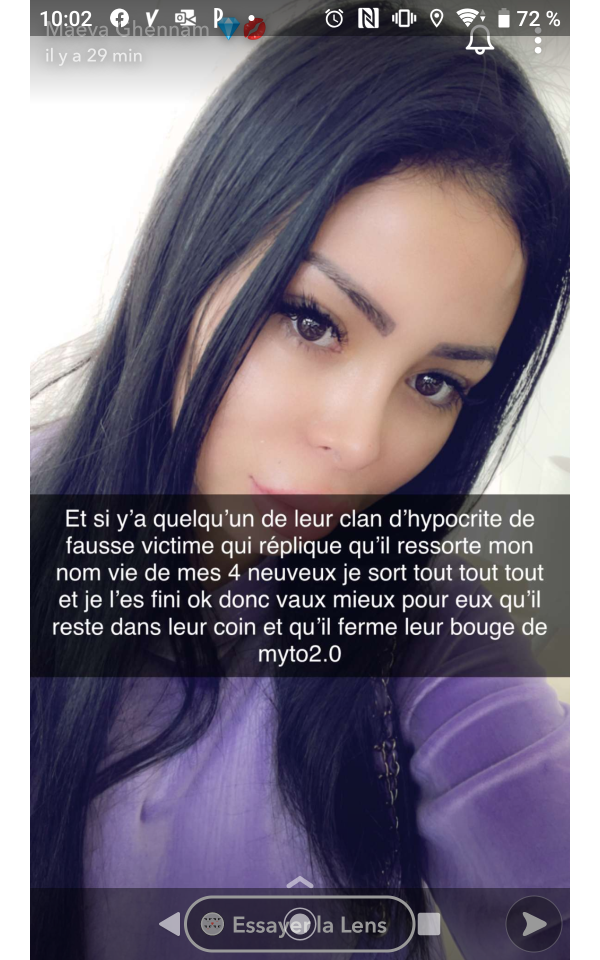 Photo : Maeva Ghennam en guerre contre la JLC Family sur Snapchat. -  Purepeople