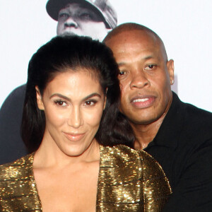 Dr. Dre et sa femme Nicole - Avant-première du film "N.W.A - Straight Outta Compton" à Los Angeles, le 10 août 2015.