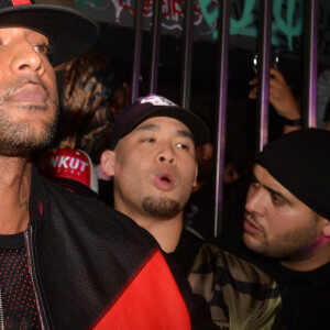 Le rappeur Booba fête son 41ème anniversaire au club Hobo et par la même occasion lance sa bouteille de Whisky nommée "Duc" à Paris le 12 décembre 2017. © Rachid Bellak/Bestimage