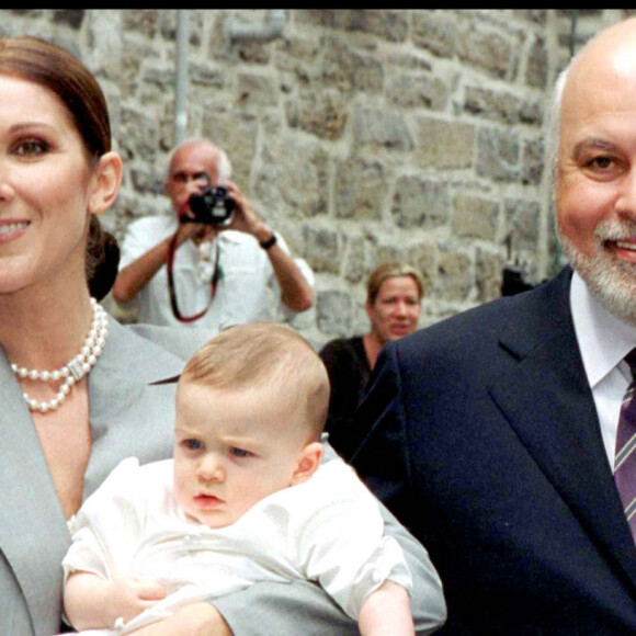 Céline Dion et son mari René au baptême de leur fils René-Charles à Montréal.