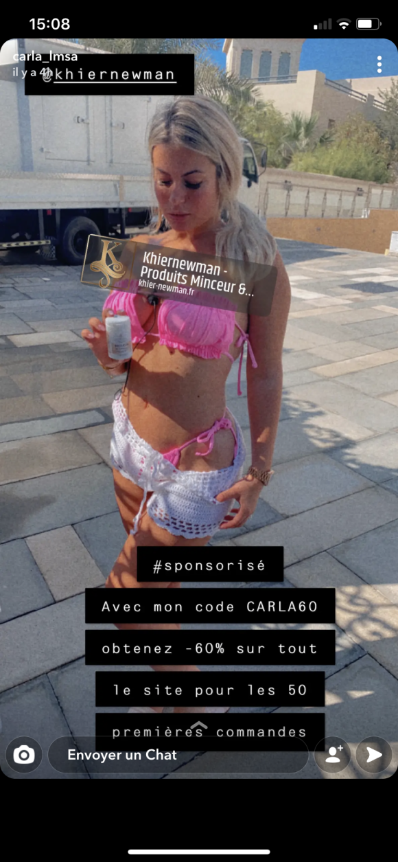 Carloe Moreau dévoile son ventre plat et révèle avoir perdu 14 kilos - Snapchat, 16 janvier 2021