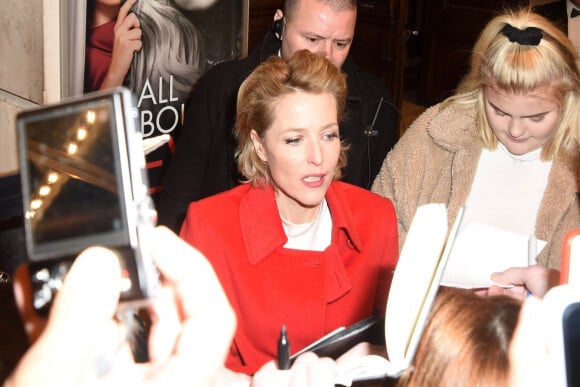 Gillian Anderson à la soirée presse de la pièce All About Eve au théâtre Noel Coward à Londres, Royaume Uni, le 12 février 2019.