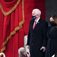 Mike Pence et Karen Pence - Cérémonie d'investiture de Joe Biden comme 46e président des Etats-Unis à Washington, le 20 janvier 2021.