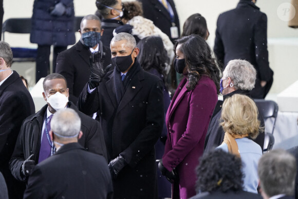 Barack Obama et Michelle Obama - Cérémonie d'investiture de Joe Biden comme 46e président des Etats-Unis à Washington, le 20 janvier 2021.