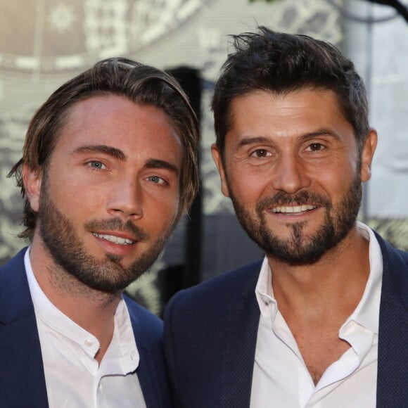 Christophe Beaugrand et son mari Ghislain Gerin aux arrivées de la 10ème édition du "Global Gift Gala" à l'hôtel Four Seasons George V à Paris, le 3 juin 2019. © Denis Guignebourg/Bestimage 