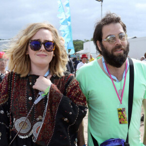 La chanteuse Adele et son compagnon Simon Konecki - Festival Glastonbury.