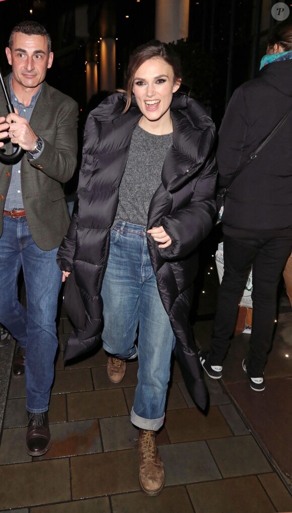 Keira Knightley à la sortie de la première de Misbehaviour à l'hôtel The Ham Yard à Londres, le 9 mars 2020