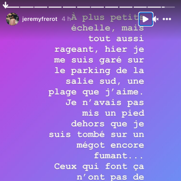 Jérémy Frérot pousse un coup de gueule sur Instagram, le 26 janvier 2021.