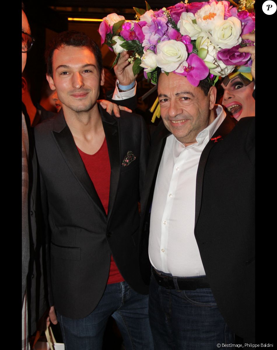 Exclusif - Jean-Luc Romero et son mari Christophe Michel - La troupe de "Priscilla, folle du désert" au Banana Café à Paris, France, le dimanche 26 février 2017. La comédie musicale s'installe au Casino de Paris et a choisi de fêter cette grande aventure au Club Banana Café. © Philippe Baldini/Bestimage