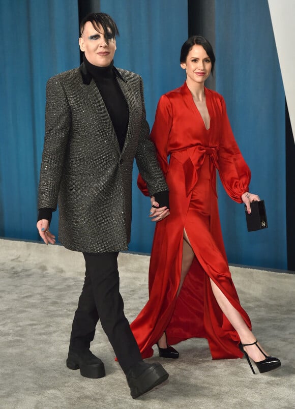 Marilyn Manson et sa compagne Lindsay Usich à la soirée post-Oscars du magazine Vanity Fair. Beverly Hills, le 9 février 2020.
