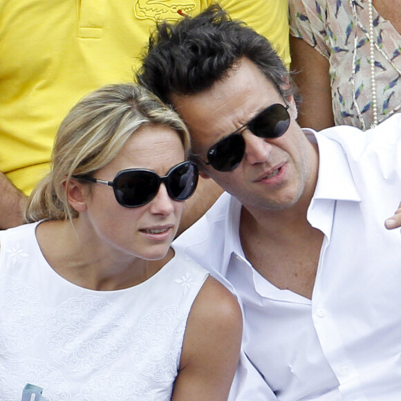 Anne-Sophie Lapix et son mari Arthur Sadoun - Célébrités dans les tribunes des internationaux de France de tennis de Roland Garros à Paris
