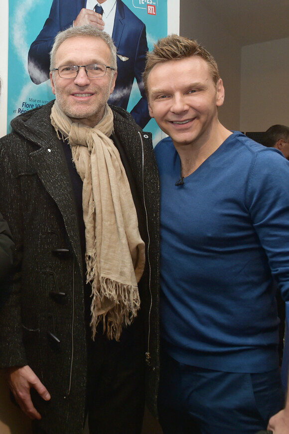 Laurent Ruquier et JeanFi Janssens au cocktail après la générale du spectacle "JeanFi (Janssens) Décolle" à l'Alhambra à Paris, le 7 décembre 2017. © Giancarlo Gorassini/Bestimage 