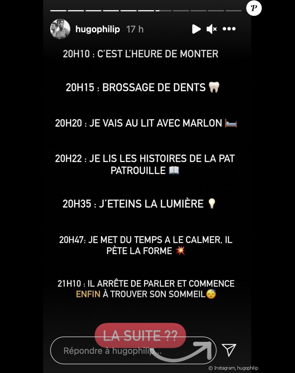 Hugo Philip dévoile le déroulé de sa soirée avec son fils Marlon (2 ans) - Instagram