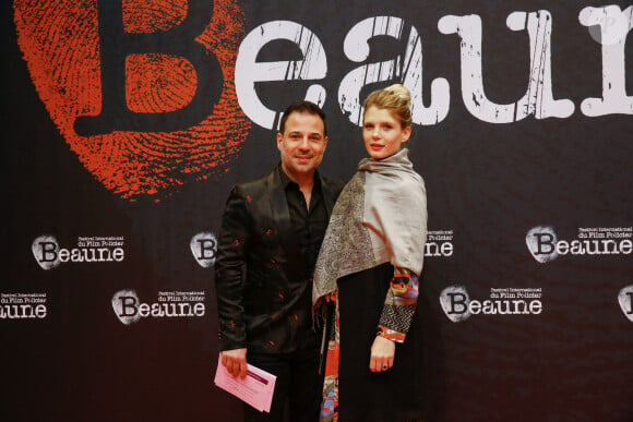 Mario Barravecchia et sa femme Jessica - Photocall de la cérémonie de clôture de la 11ème édition du festival international du film policier de Beaune, le 6 avril 2019. © CVS/Bestimage