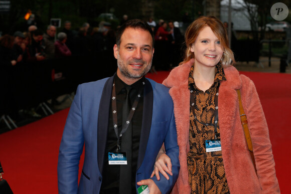 Mario Barravecchia et sa femme Jessica au photocall de la cérémonie d'ouverture de la 11ème édition du festival international du film policier de Beaune, France, le 3 avril 2019. © CVS/Bestimage 