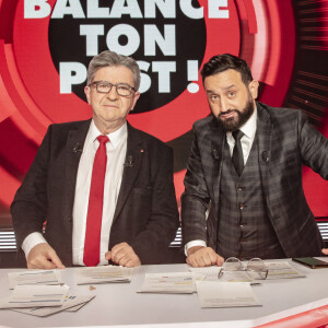 Exclusif - Jean-Luc Mélenchon, Cyril Hanouna - Jean-Luc Mélenchon est l'invité de Cyril Hanouna sur l'émission "Balance ton Post", diffusée en direct le 11 février 2021. © Jack Tribeca / Bestimage
