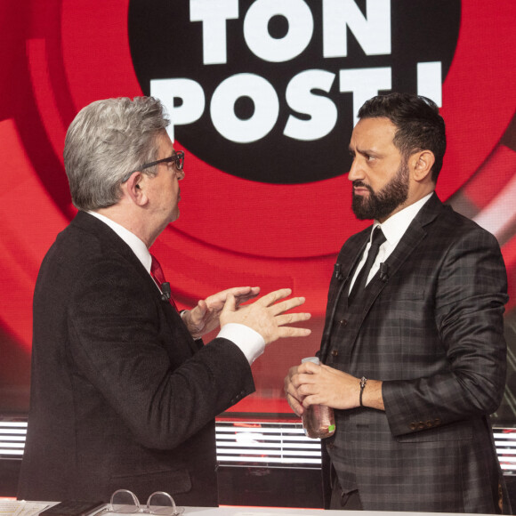 Exclusif - Jean-Luc Mélenchon, Cyril Hanouna - Jean-Luc Mélenchon est l'invité de Cyril Hanouna sur l'émission "Balance ton Post", diffusée en direct le 11 février 2021. © Jack Tribeca / Bestimage