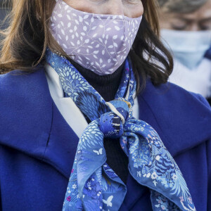 Ségolène Royal - Le président se recueille sur la tombe de François Mitterrand, son prédécesseur, à Jarnac, pour les commémorations du 25ème anniversaire de sa mort. Jarnac, le 8 janvier 2021. © Sébastien Ortola / Pool / Bestimage