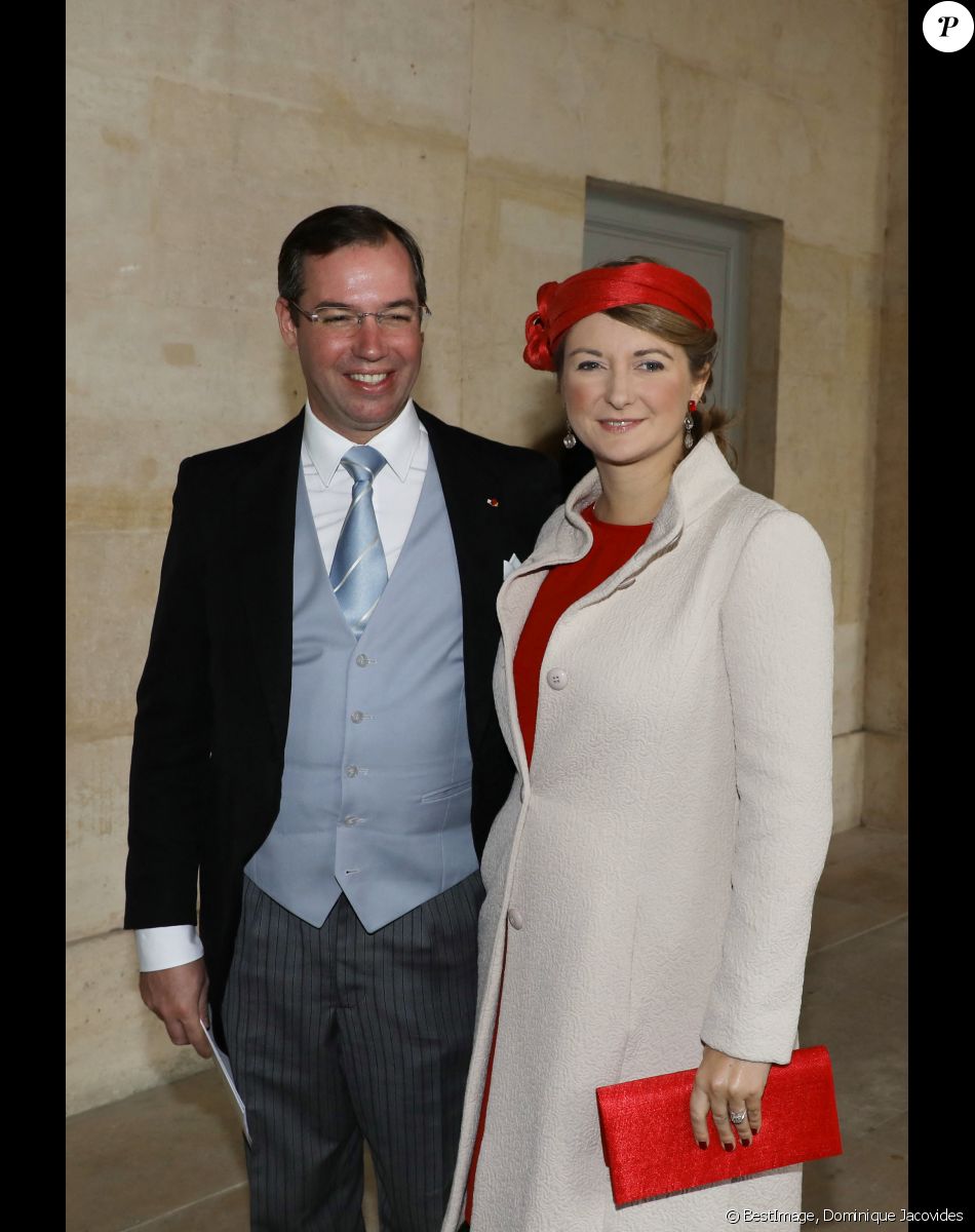Guillaume et Stéphanie de Luxembourg - Mariage du prince Jean-Christophe Napoléon et de la comtesse Olympia d'Arco-Zinneberg à la cathédrale Saint-Louis des Invalides à Paris le 19 octobre 2019. © Dominique Jacovides / Bestimage