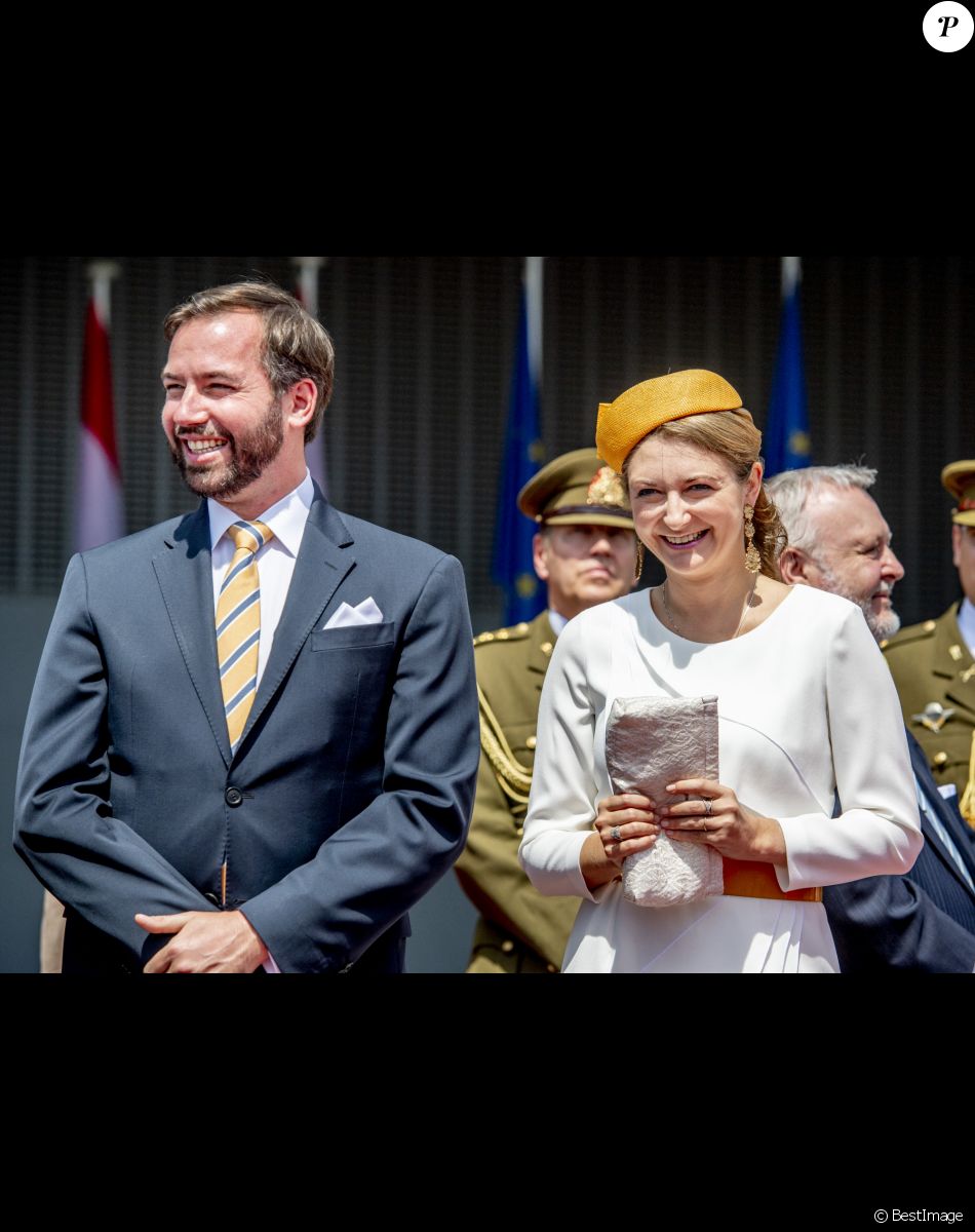 Le prince Guillaume de Luxembourg, la comtesse Stéphanie de Lannoy - Cérémonie de départ du roi Willem-Alexander des Pays-Bas et de la reine Maxima devant le palais Grand Ducale à Luxembourg le 25 mai 2018