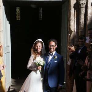 Mariage de Thomas Hollande et de la journaliste Emilie Broussouloux à la mairie à Meyssac en Corrèze près de Brive, ville d'Emiie. Le 8 Septembre 2018. © Patrick Bernard-Guillaume Collet / Bestimage