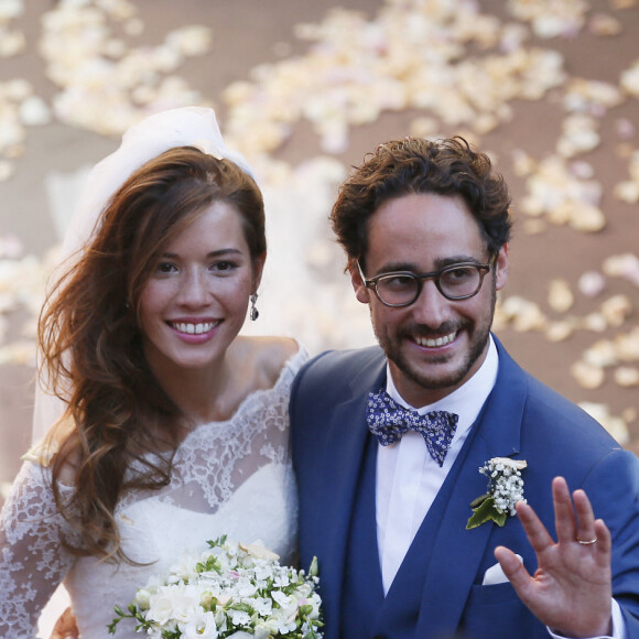 Mariage de Thomas Hollande et de la journaliste Emilie Broussouloux l'église de Meyssac en Corrèze, près de Brive, ville d'Emiie. Le 8 Septembre 2018. © Patrick Bernard-Guillaume Collet / Bestimage