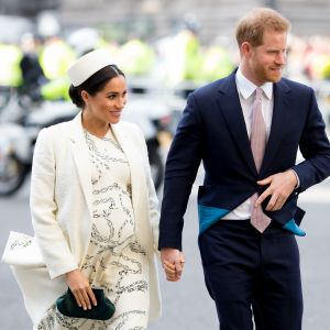 Meghan Markle, duchesse de Sussex (enceinte) et le prince Harry, duc de Sussex à l'abbaye de Westminster à Londres, le 11 mars 2019.