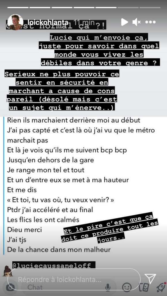 Loïc (Koh-Lanta) pouss un coup de gueule après que sa petite-amie, Lucie Caussanel, ait failli se faire agresser - Instagram