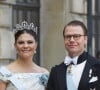La princesse Victoria (en robe H&M) et le prince Daniel de Suède - Arrivées au mariage du prince Carl Philip de Suède et Sofia Hellqvist à la chapelle du palais royal à Stockholm. Le 13 juin 2015