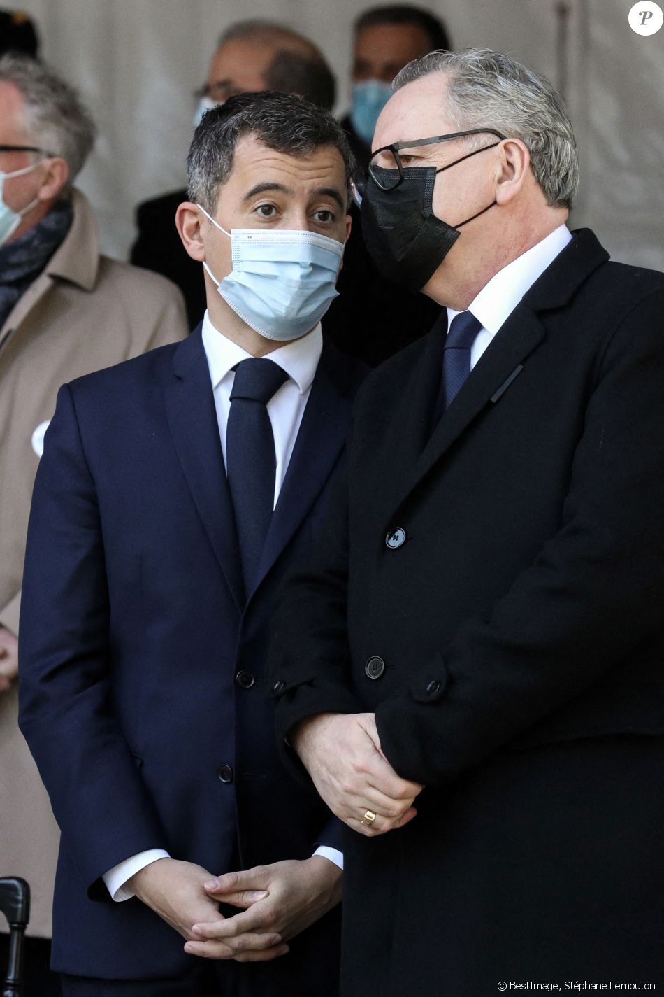 Gérald Darmanin, Ministre de l'Intérieur, assiste à la cérémonie d'hommage aux victimes du terrorisme, devant la statue La Parole portée aux Invalides, Paris. Le 11 mars 2021. © Stéphane Lemouton / Bestimage