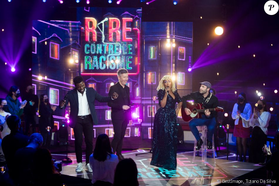 Exclusif - Donel Jack'Sman, Jean-Luc Lemoine, Nadège Beausson-Diagne - Enregistrement de l'émission "Rire contre le racisme", qui sera diffusée le 16 mars sur France 2. © Tiziano Da Silva / Bestimage