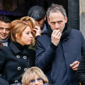 Léa Salamé et son compagnon Raphaël Glucksmann - Obsèques de Sébastien Demorand à la Coupole du crématorium du cimetière du Père-Lachaise à Paris, France, le 31 janvier 2020.