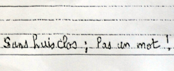 Photo d'une copie des derniers mots d'une lettre écrite par Michel Fourniret en prison en mars 2008. Photo par ABACAPRESS.COM