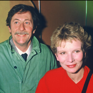 Nicole Garcia et Jean Rochefort à la première du film Péril en la demeure en 1985.