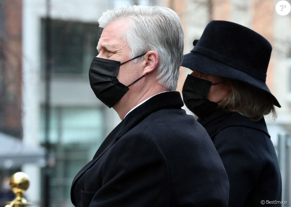 Le roi Philippe de Belgique et la reine Mathilde de Belgique lors des commémorations des attentats de Bruxelles