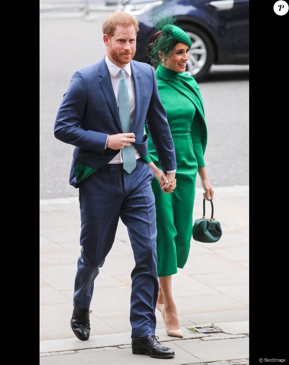 Le prince Harry, duc de Sussex, et Meghan Markle, duchesse de Sussex à la sortie de la cérémonie du Commonwealth en l'abbaye de Westminster à Londres.